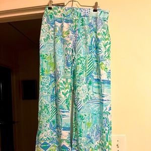 NWT Lilly Pulitzer palazzo pants large beach happy engineered Bal harbor